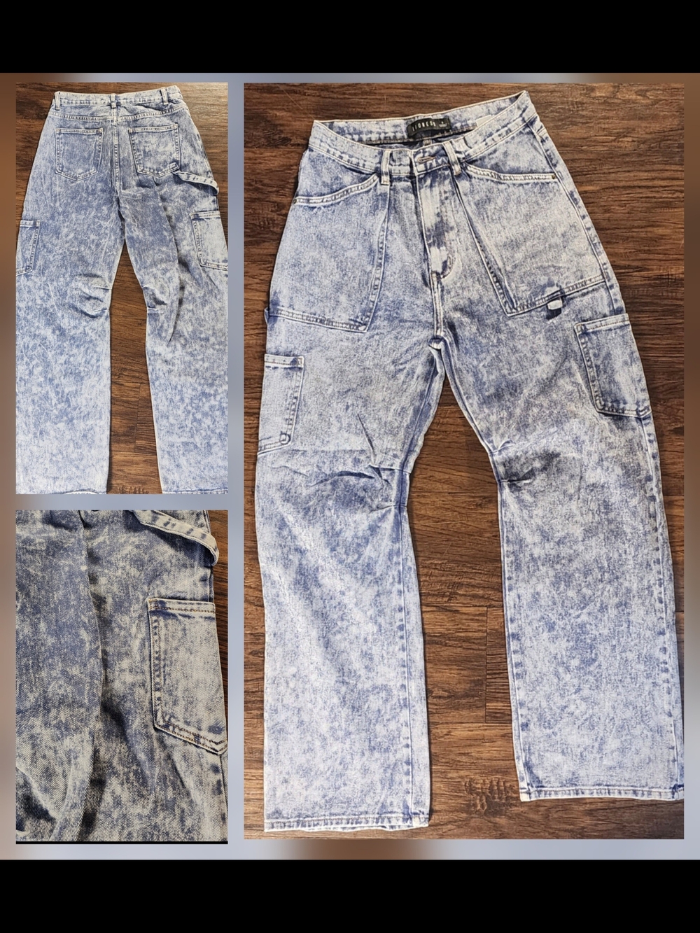 Rare Women's 90's  Acid Wash Utility Jeans - Light Blue